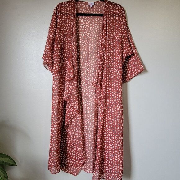 EUC LULAROE GEOMETRIC PRINT LONG LIGHTWEIGHT KIMONO SIZE M - Picture 1 of 10